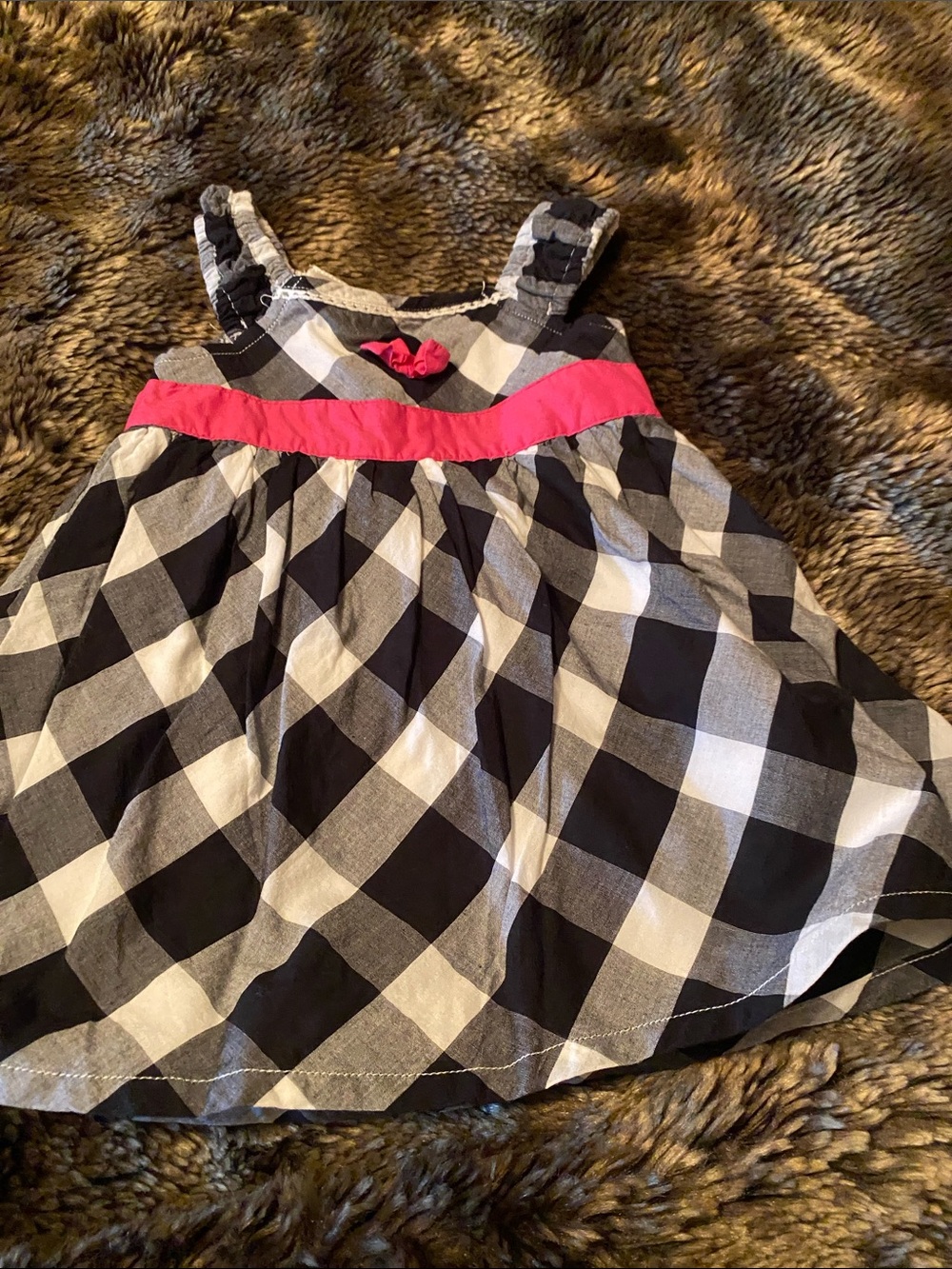 Koala Kids Black and White Gingham Dress with Pink Accent